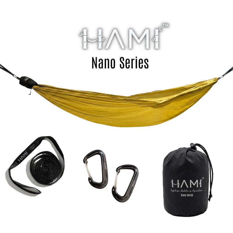 HAMI NANO Hammock - Ultralight Recycled Single Hammock with straps
